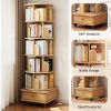 6 Tier Rotating Bookshelf, 360° Display Round Spinning Bookshelf with Wheels and Drawer, Space-Saving, Small Space Rotating Bookshelf Tower for Bedroo