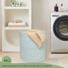 Recycled Cotton Laundry Basket White Blue Melange Woven Rope Blanket Storage Basket Toys Towels Laundry and Living Room Organization 15x15x17.7 inch E