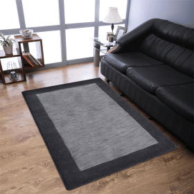 Rugsotic Carpets Hand Tufted Wool Area Rug Contemporary (Color: Charcoal Black, size: 3'x5')
