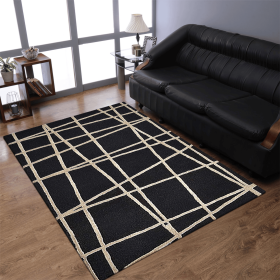 Rugsotic Carpets Hand Tufted Wool Area Rug Contemporary (Color: Black, size: 5'x8')