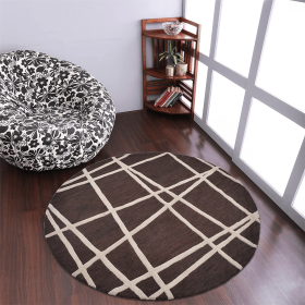 Rugsotic Carpets Hand Tufted Wool Round Area Rug Contemporary (Color: Brown, size: 8'x8')