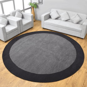 Rugsotic Carpets Hand Tufted Wool Round Area Rug Contemporary (Color: Charcoal Black, size: 8'x8')