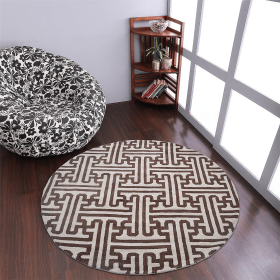 Rugsotic Carpets Hand Tufted Wool Round Area Rug Contemporary (Color: Cream Brown, size: 8'x8')