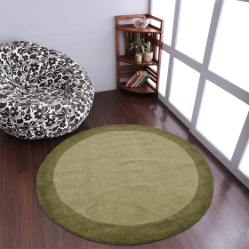 Rugsotic Carpets Hand Tufted Wool Round Area Rug Contemporary (Color: Green, size: 8'x8')