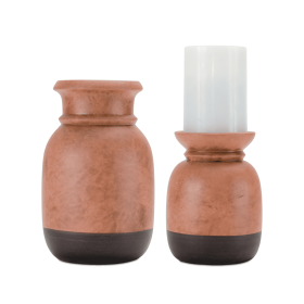 Dual-Tone Ceramic Candle Holder (Decor Style: Rustic, Colors: Black)
