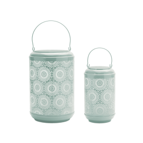 Punched Metal Lantern Candle Holder (Decor Style: Coastal, Colors: Green)