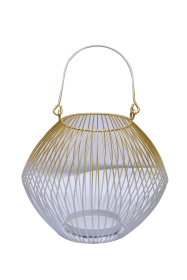 Candle Holder Lantern (Color: White and Gold, size: Pack of 6)