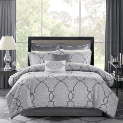 12 Piece Comforter Set With Cotton Bed Sheets Blue Cal King (Option: Silver King)