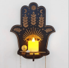 Handmade wooden display rack - Wall mounted display rack - Decorative wooden wall rack - Crystal stone storage rack - Hanging candle holder wall decor