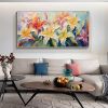 Handmade Oil Painting Original Flower Oil Painting On Canvas Large Wall Art Abstract Yellow Floral Painting Custom Painting Modern Living Room Home De