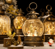 Christmas Lantern Snow Globe,Vintage Hanging Table Lamps,Holiday Party Decorations