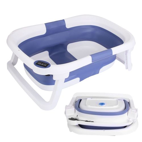 Baby Bath Tub with Thermometer Collapsible Travel-Friendly 0-24Months Baby Bathtub Baby Bath Tub with Thermometer Collapsible Travel-Friendly 0-24Months Baby Bathtub