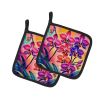 Colorful Orchids Pair of Pot Holders Kitchen Heat Resistant Pot Holders Sets Oven Hot Pads for Cooking Baking BBQ, 7 1/2 x 7 1/2