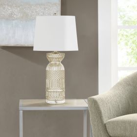 Textured Glass and Acrylic Base Table Lamp (Color: as pic)