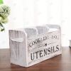 Rural style wooden kitchen utensil storage rack, 1 3-compartment storage box, countertop and wall mounted organizer, made of wood, kitchenware accesso