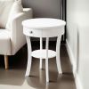 2-Tier Wood Round End Table with Open Drawer