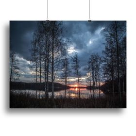 Lake Sunset Canvas Print or Poster (Type: Standard Framed Canvas Print, size: 32" x 24" / 80cm x 60cm (approx))