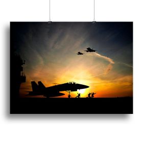 Military aircraft before take-off Canvas Print or Poster (Type: Poster Print, size: 12" x 8" / 30cm x 20cm (approx))