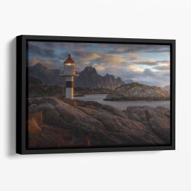 Lofoten Reflections Floating Framed Canvas (Color: Black, size: 36" x 24" / 90cm x 60cm (approx))