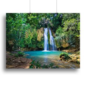 waterfall in deep green forest Canvas Print or Poster (Type: Poster Print, size: 28" x 20" / 70cm x 50cm (approx))