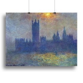 The Houses of Parliament sunlight in the fog by Monet Canvas Print or Poster (Type: Poster Print, size: 32" x 24" / 80cm x 60cm (approx))