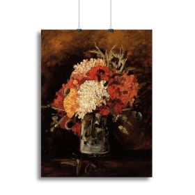 Vase with Carnations by Van Gogh Canvas Print or Poster (Type: Standard Framed Canvas Print, size: 32" x 24" / 80cm x 60cm (approx))