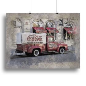 Coca Cola Van Painting Canvas Print or Poster (Type: Poster Print, size: 16" x 12" / 42cm x 30cm (approx))
