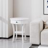 2-Tier Wood Round End Table with Open Drawer