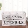 Rural style wooden kitchen utensil storage rack, 1 3-compartment storage box, countertop and wall mounted organizer, made of wood, kitchenware accesso