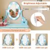 FCH Kids Vanity Set with Mirror and Lights and Stool, 5 Storage Drawers, Pretend Play Princess Makeup Desk Dressing Table and Stool Set for Little Gir