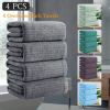 4-piece set of oversized bath towels, 35 inch x 70 inch oversized microfiber absorbent XL bath towels, ultra soft bathroom towel set, quick drying plu
