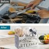 Rural style wooden kitchen utensil storage rack, 1 3-compartment storage box, countertop and wall mounted organizer, made of wood, kitchenware accesso