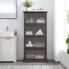 Glass display cabinet 4 Tier Glass Display Cabinet Storage Curio Cabinet with Flip up Glass Doors, Collectors Showcase Toy Figure Organizers Rack, Boo