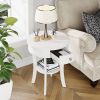 2-Tier Wood Round End Table with Open Drawer