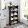 Glass display cabinet 4 Tier Glass Display Cabinet Storage Curio Cabinet with Flip up Glass Doors, Collectors Showcase Toy Figure Organizers Rack, Boo