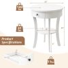 2-Tier Wood Round End Table with Open Drawer