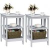 Set of 2 Multifunctional 3-Tier Nightstand Sofa Side Table with Reinforced Bars and Stable Structure