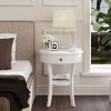 2-Tier Wood Round End Table with Open Drawer