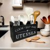 Rural style wooden kitchen utensil storage rack, 1 3-compartment storage box, countertop and wall mounted organizer, made of wood, kitchenware accesso